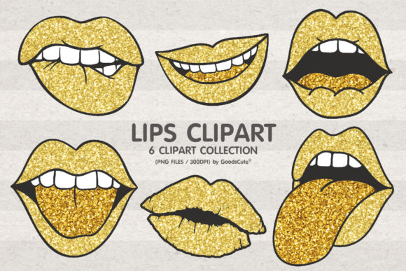 Download Gold Glitter Lips Clipart Sublimation - Clipart Collection