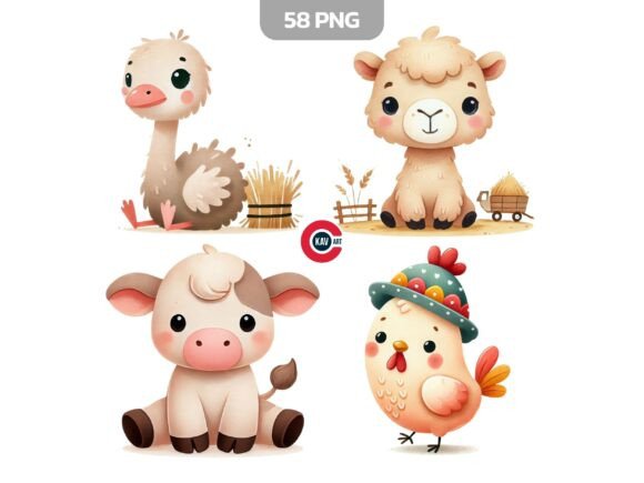Download Cute Nursery Farm Animals Clipart PNG - Clipart Collection