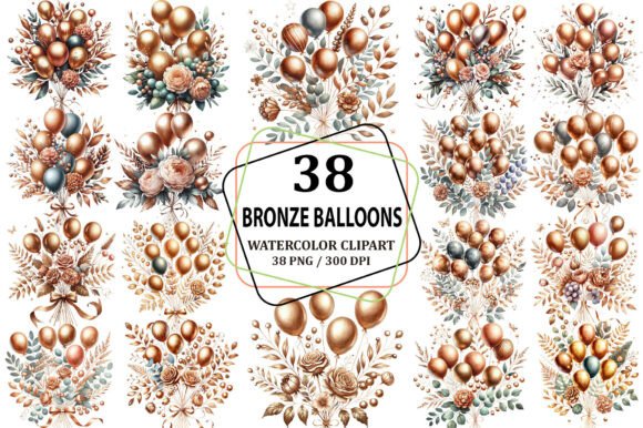 Download Watercolor Bronze Balloons Clipart PNG - Clipart Collection
