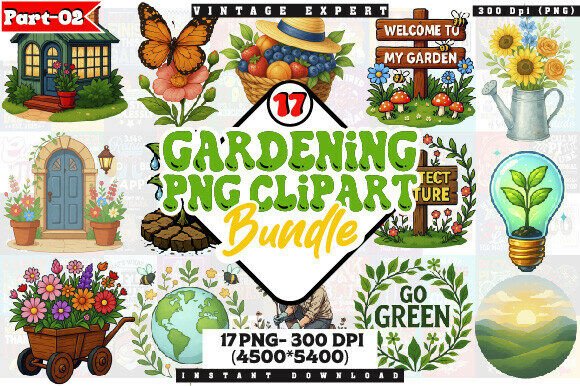 Download Botanical Gardening Clipart PNG Bundle - Clipart Collection
