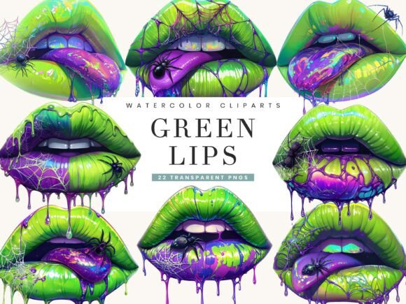 Download Watercolor Green Lips Clipart Bundle - Clipart Collection