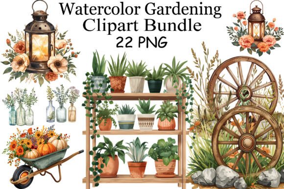 Download Watercolor Gardening Clipart Bundle - Clipart Collection
