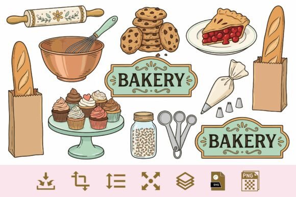 Download Bakery Clipart PNG &amp; SVG Bundle – Baking - Clipart Collection