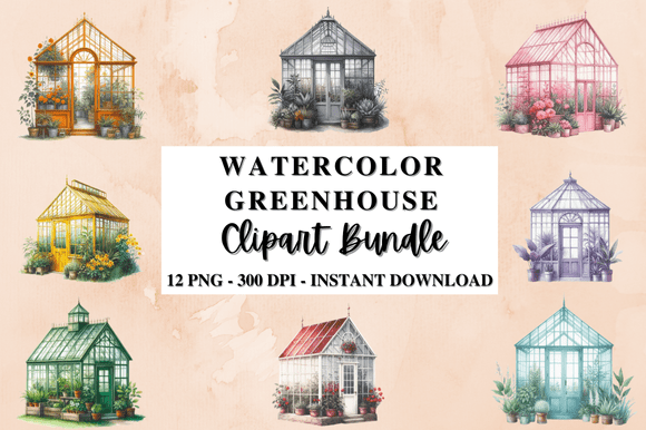 Download Watercolor Greenhouse Clipart Bundle - Clipart Collection