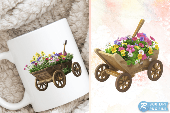 Download Spring Wheelbarrow with Flowers Clipart - Clipart Collection