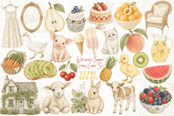 Download Watercolor Summer Cottage Clipart PNG - Clipart Collection