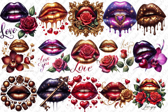 Download Cute Valentine Lips Clipart Bundle - Clipart Collection