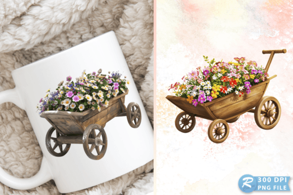 Download Spring Wheelbarrow with Flowers Clipart - Clipart Collection
