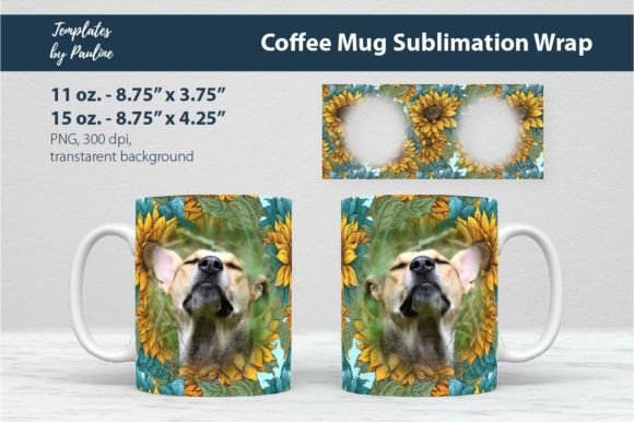 Download Sunflower Round Photo Mug Wrap Template - Mug wrap template Collection