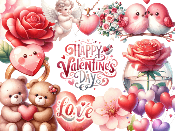 Download Valentine Watercolor Clipart Set - Clipart Collection
