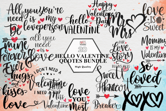 Download Hello Valentine Quotes Bundle Clipart - Clipart Collection