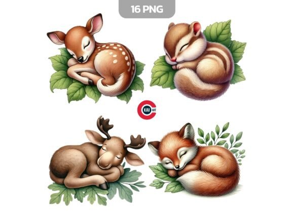 Download Sleepy Cute Woodland Animals Clipart - Clipart Collection