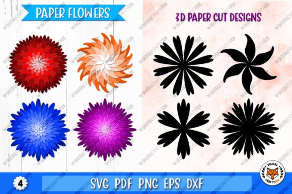 Download Paper Flowers SVG, 3D Flowers Silhouette - 3d flowers Collection