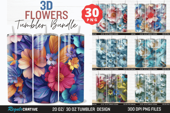 Download 3D Flowers Tumbler Wrap Bundle - 3d flowers Collection