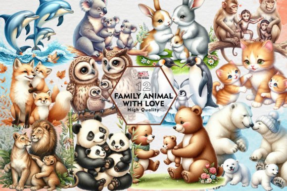 Download Family Animal with Love Clipart PNG - Clipart Collection