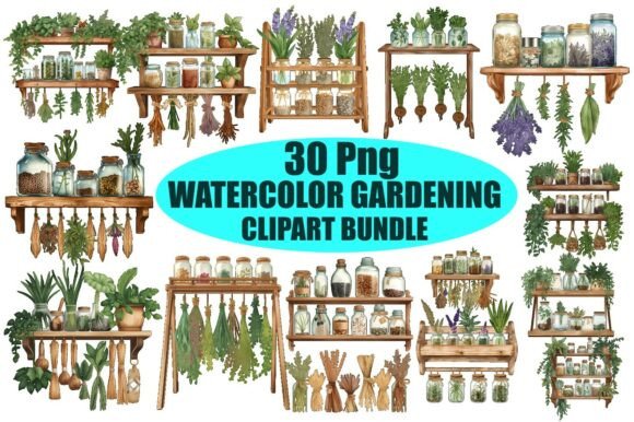 Download Watercolor Herbal Garden Clipart Bundle - Clipart Collection