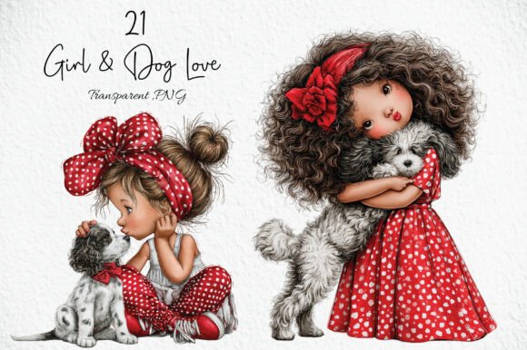 Download Whimsical Girl &amp; Dog Love Clipart - Clipart Collection