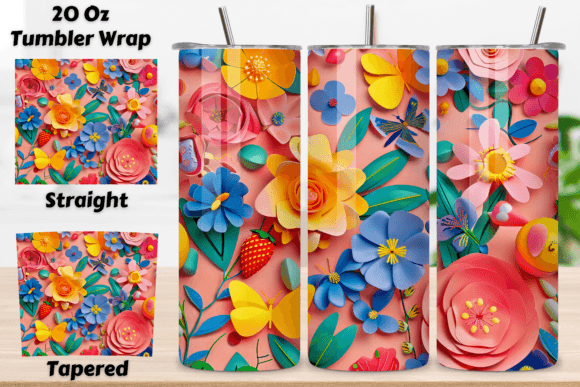 Download 3D Flowers Tumbler Sublimation Wrap - 3d flowers Collection