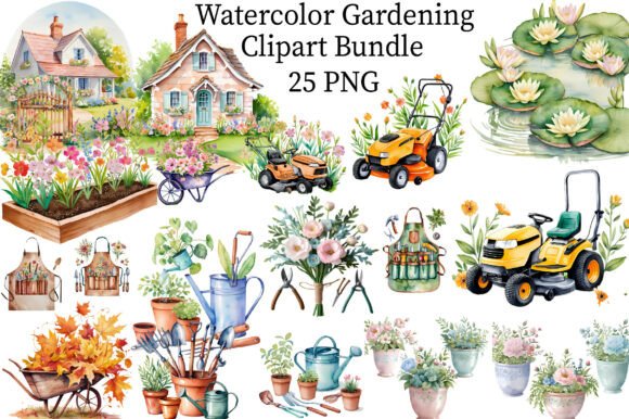 Download Watercolor Gardening Clipart Bundle - Clipart Collection
