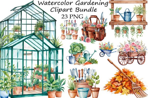 Download Watercolor Gardening Clipart Bundle - Clipart Collection