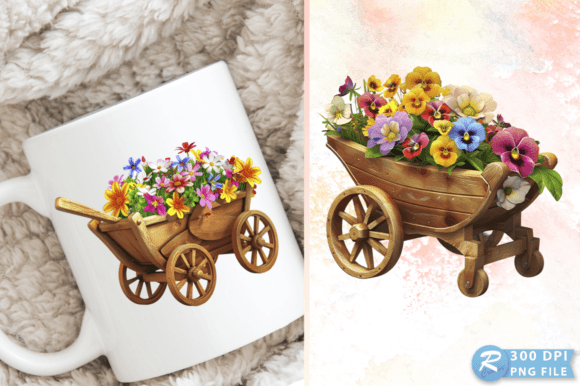 Download Spring Wheelbarrow with Flowers Clipart - Clipart Collection