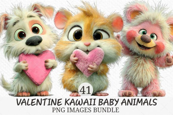 Download Valentine Kawaii Baby Animals Clipart - Clipart Collection
