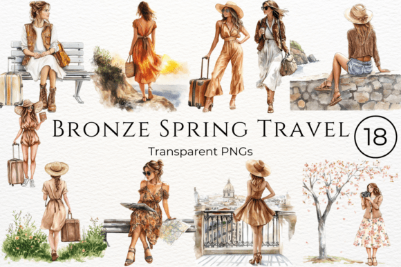 Download Bronze Spring Travel Watercolor Cliparts - Clipart Collection
