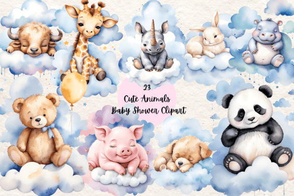 Download Cute Animals Baby Shower Clipart - Clipart Collection