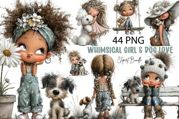 Download Whimsical Girl &amp; Dog Love Clipart - Clipart Collection