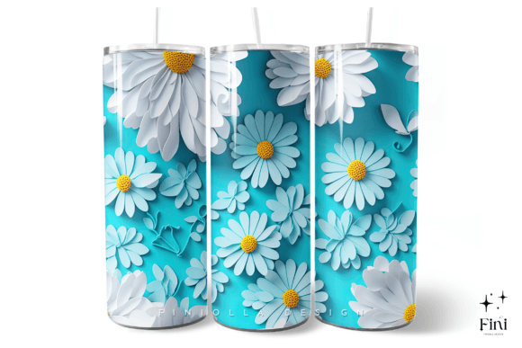 Download 3D Flowers Tumbler Wrap | Turquoise - 3d flowers Collection