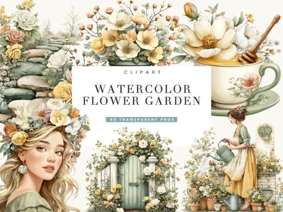 Download Watercolor Flower Garden Clipart Bundle - Clipart Collection