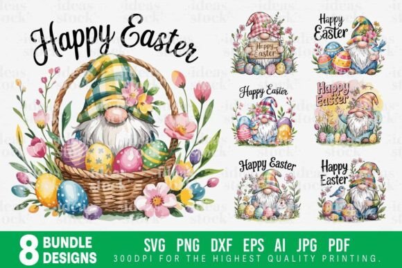 Download 8 Easter Gnome SVG Bundle Set Clipart. - Clipart Collection