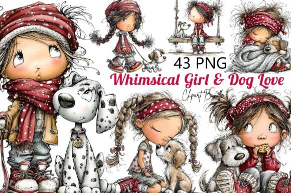 Download Whimsical Girl &amp; Dog Love Clipart - Clipart Collection