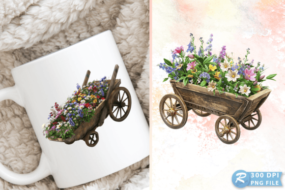 Download Spring Wheelbarrow with Flowers Clipart - Clipart Collection