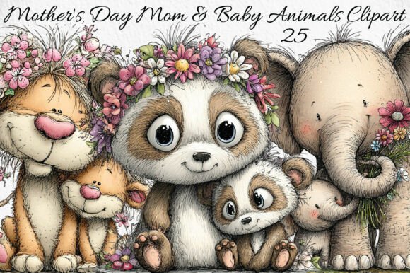 Download Mother's Day Mom &amp; Baby Animals Clipart - Clipart Collection