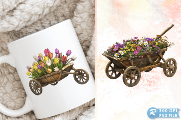 Download Spring Wheelbarrow with Flowers Clipart - Clipart Collection