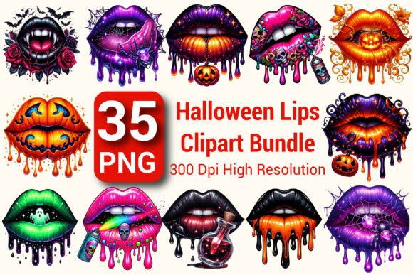 Download Halloween Lips Clipart Bundle PNG - Clipart Collection