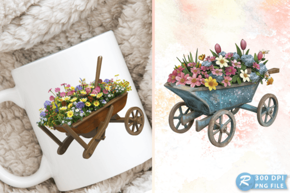 Download Spring Wheelbarrow with Flowers Clipart - Clipart Collection