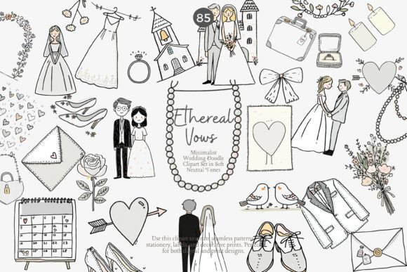 Download Minimalist Wedding Doodle Clipart Png - Clipart Collection