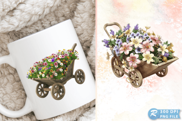 Download Spring Wheelbarrow with Flowers Clipart - Clipart Collection