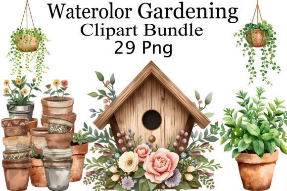 Download Watercolor Gardening Clipart Bundle - Clipart Collection