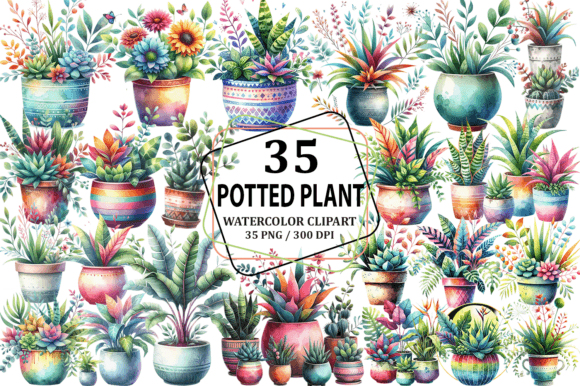 Download Potted Plant Clipart Sublimation Bundle - Clipart Collection