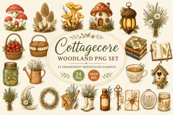 Download Cottagecore Woodland Clipart PNG - Clipart Collection
