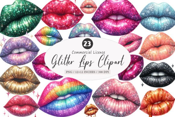 Download Glitter Lips Clipart Bundle, Sublimation - Clipart Collection