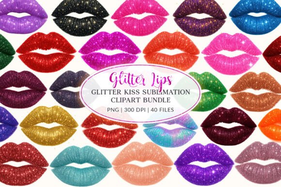 Download Glitter Lips Clipart Bundle, Sublimation - Clipart Collection