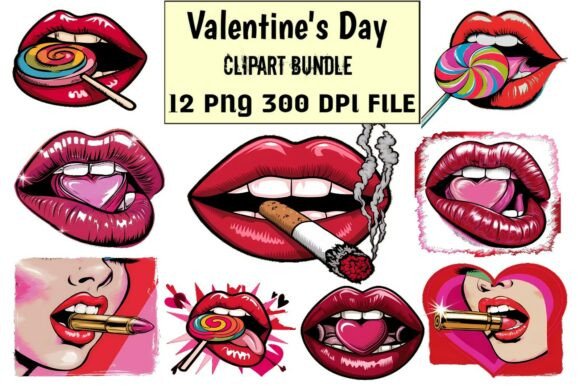Download Valentine Candy Lips Clipart Bundle – - Clipart Collection