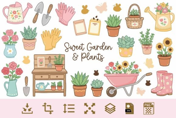 Download Sweet Garden Clipart PNG &amp; SVG Bundle - Clipart Collection