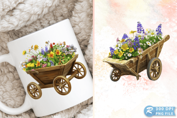 Download Spring Wheelbarrow with Flowers Clipart - Clipart Collection