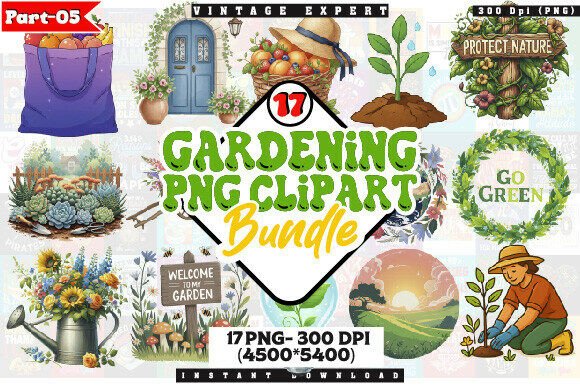 Download Gardening Clipart PNG Bundle - Clipart Collection
