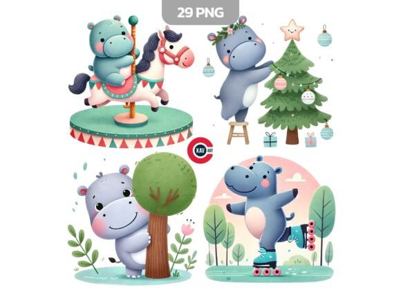 Download Cute Hippo Playful Nursery Hippo Clipart - Clipart Collection